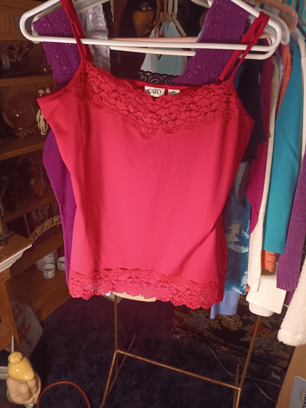 Cato Lace-Trim Camisole - Hot Pink
